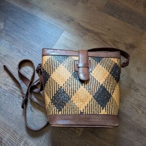 Vintage 70's Leather Wicker crossbody bag
